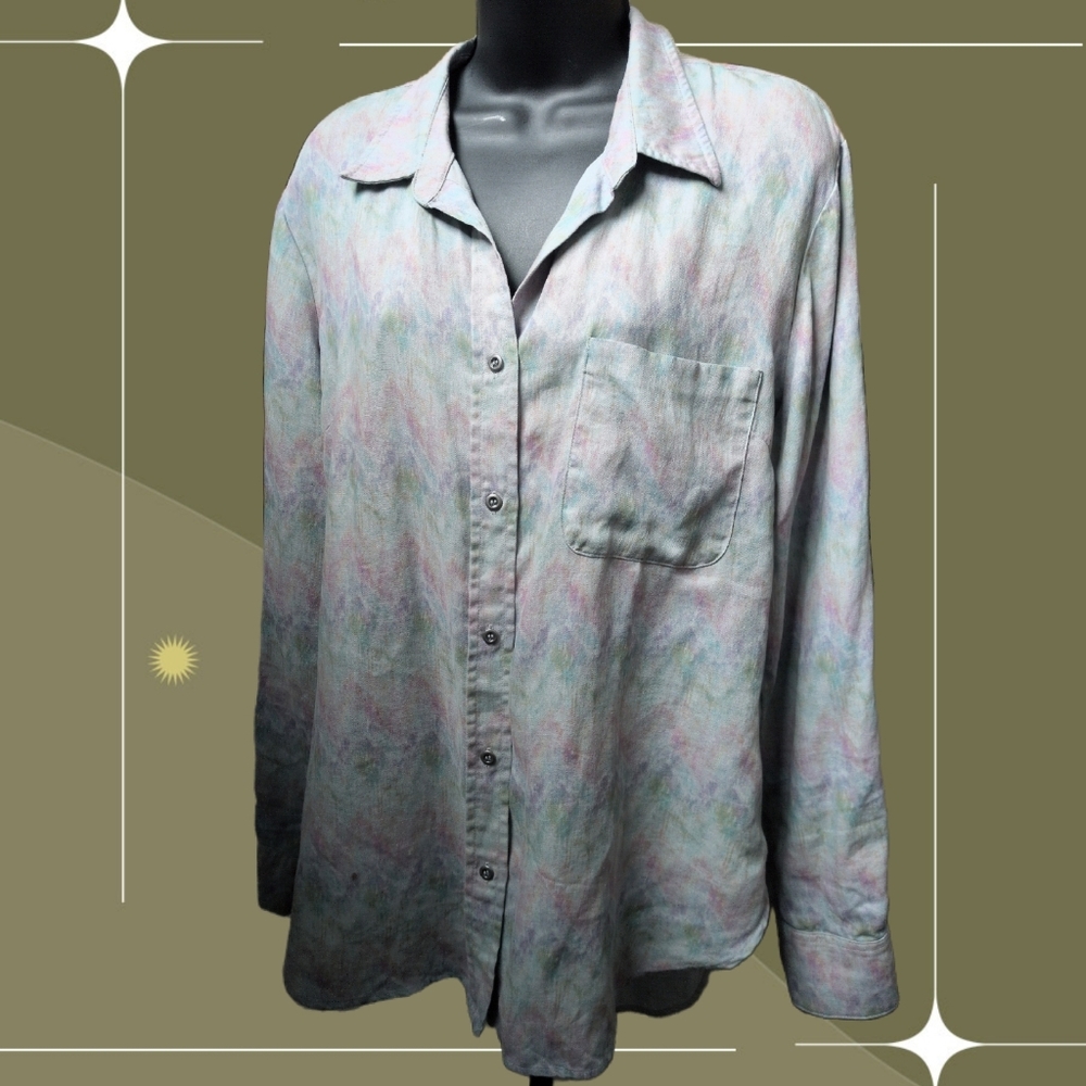 ✨ Billy T Colorburst Button Down Linen Shirt Size M